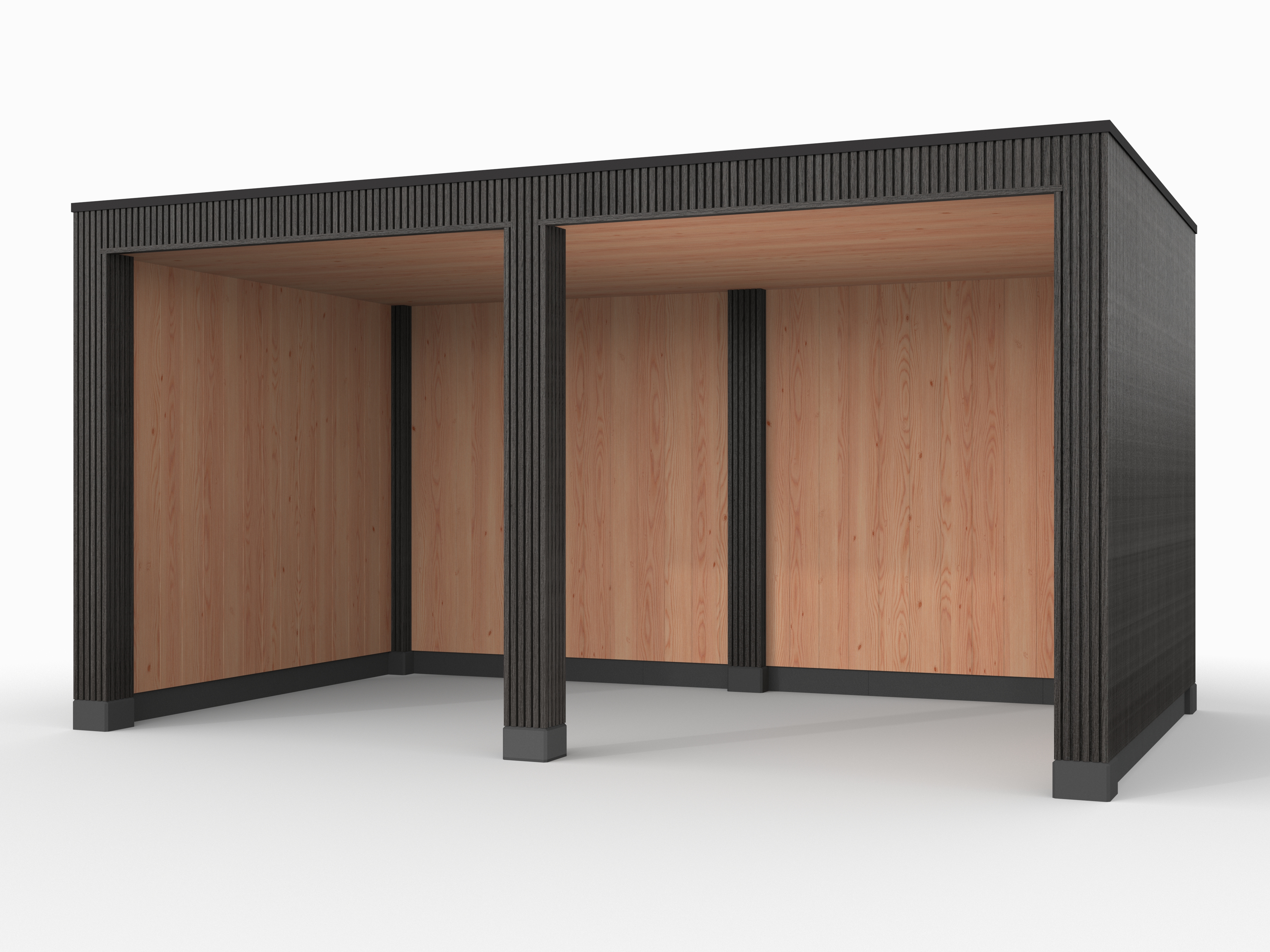 Douglas overkapping, 500 x 300, met achterwand en twee zijwanden, Westwood Rhombus Zwart - Afbeelding 1